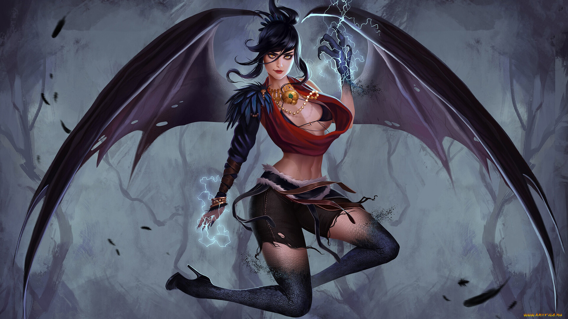  , dragon age, fantasy, , art, morrigan, , dragon, age, , demon, wings, game